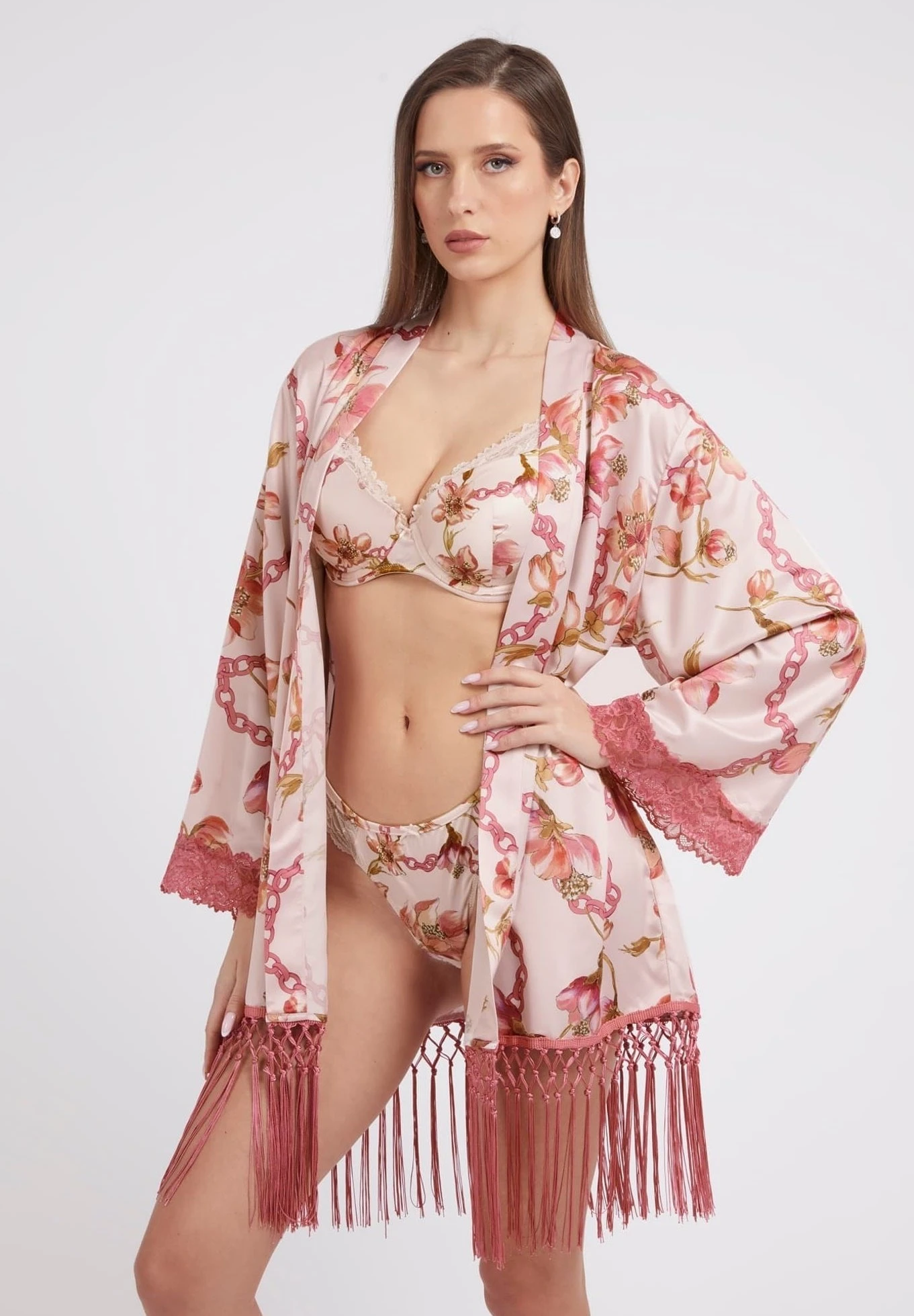 Guess Kimono Mit Blumenprint - Badjas - Blumenmuster Pink - Afbeelding 4