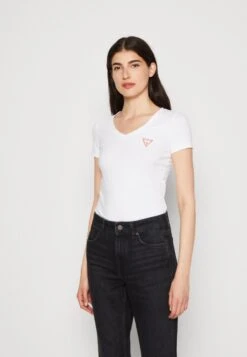 Guess Mini Triangle Tee - T-Shirt Basic - Pure White