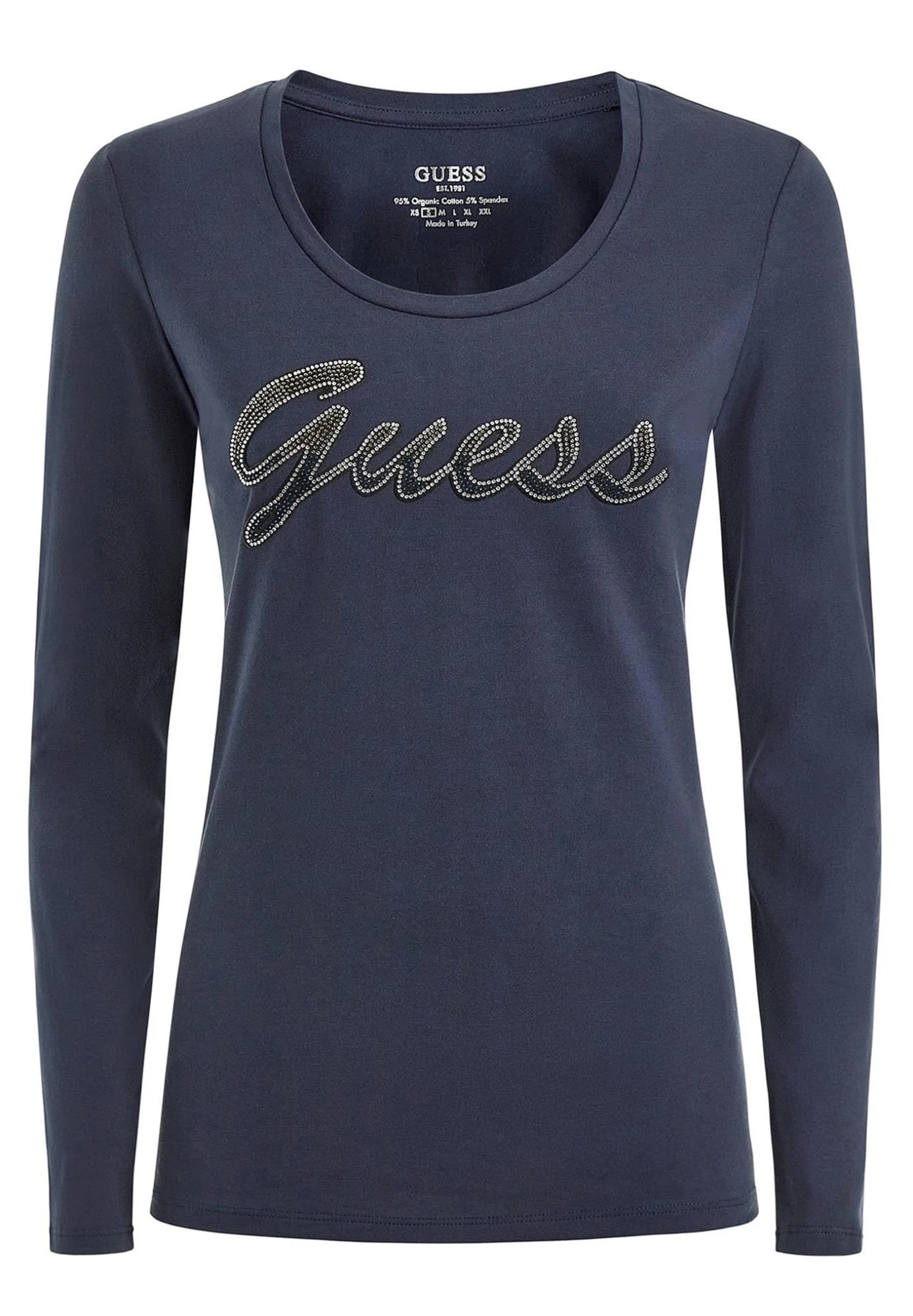 Guess Mit Strass Logo - Longsleeve - Dunkelblau - Afbeelding 4