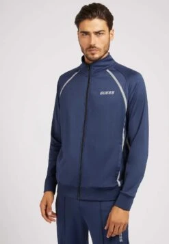 Guess Mit Frontlogo - Sweater Met Rits - Blau