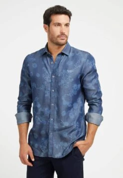 Guess Blumen - Overhemd - Mehrfarbig Grundton Blau