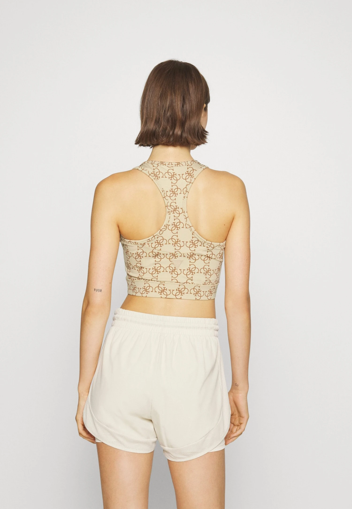 Guess New Caitlin Logomania Active - Sport-Bh Met Medium Support - Beige - Afbeelding 3