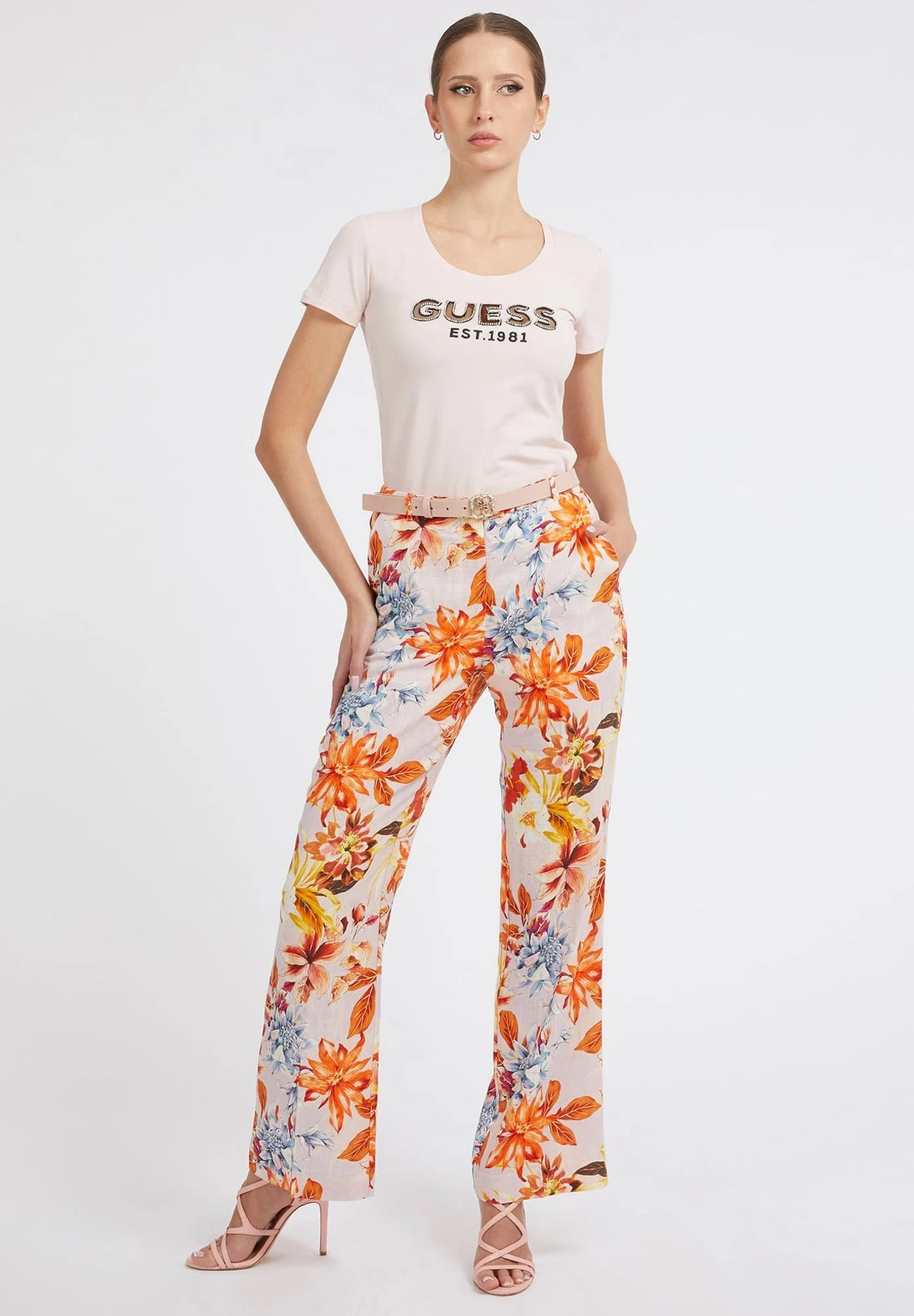 Guess Mit Weitem Bein - Broek - Orange/Mehrfarbig - Afbeelding 2