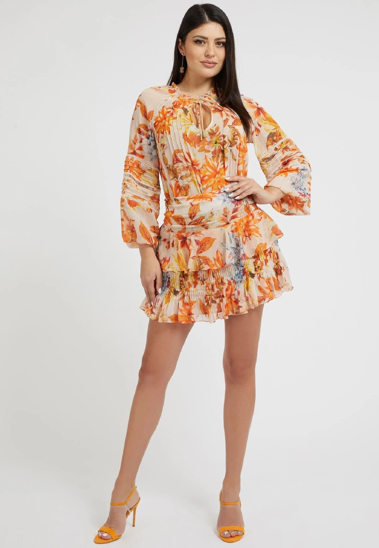 Guess Mit Blumenprint - A-Lijn Rok - Orange Mehrfarbig - Afbeelding 2