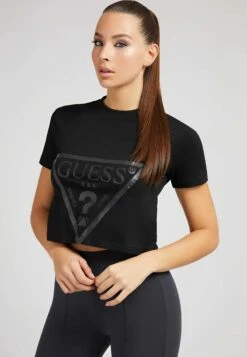 Guess Adele Crop - T-Shirt Print - Schwarz