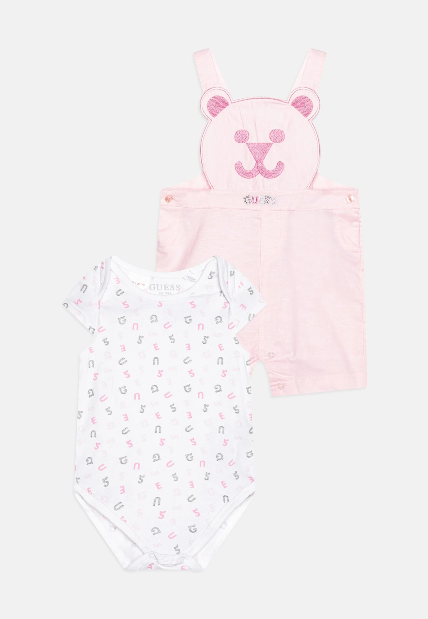 Guess Newborn Oxford Shortall Set - Tuinbroek - Grey