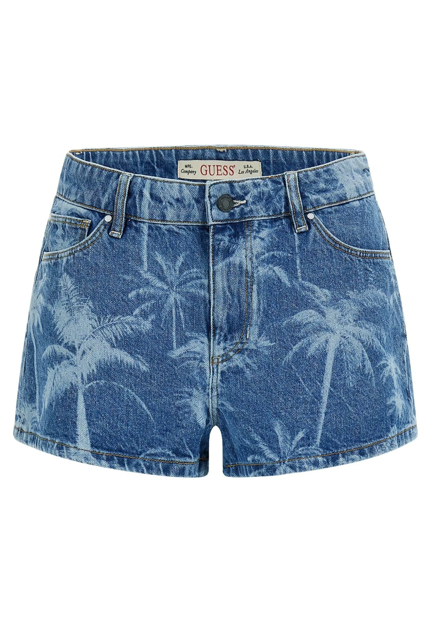 Guess Stampa Con Palma All Over - Jeansshort - Blu Multi - Afbeelding 4