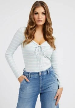 Guess Haut Rayé - Trui - Bleu Ciel