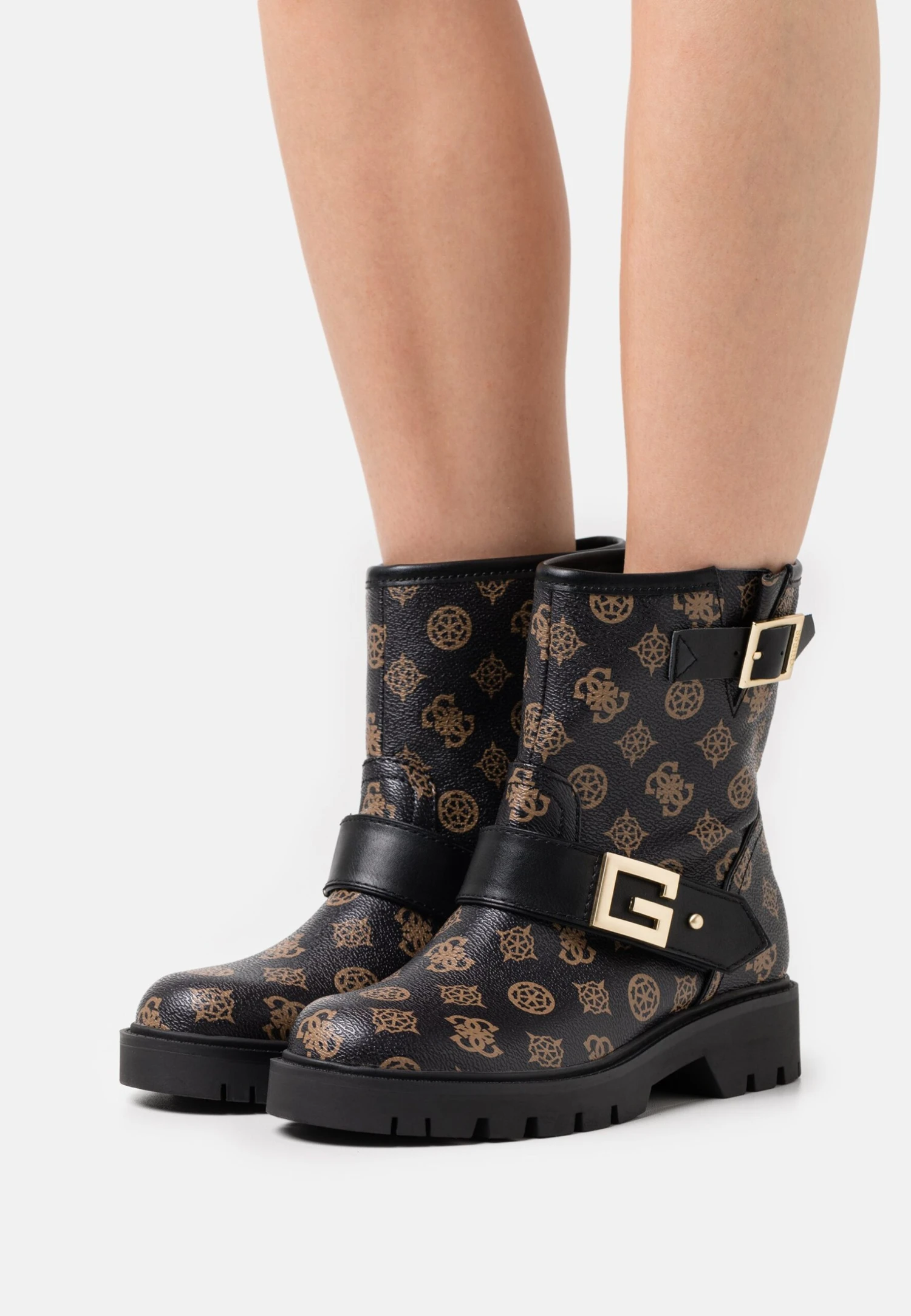 Guess Ragner - Enkellaarsjes Met Plateauzool - Brown/Ocra