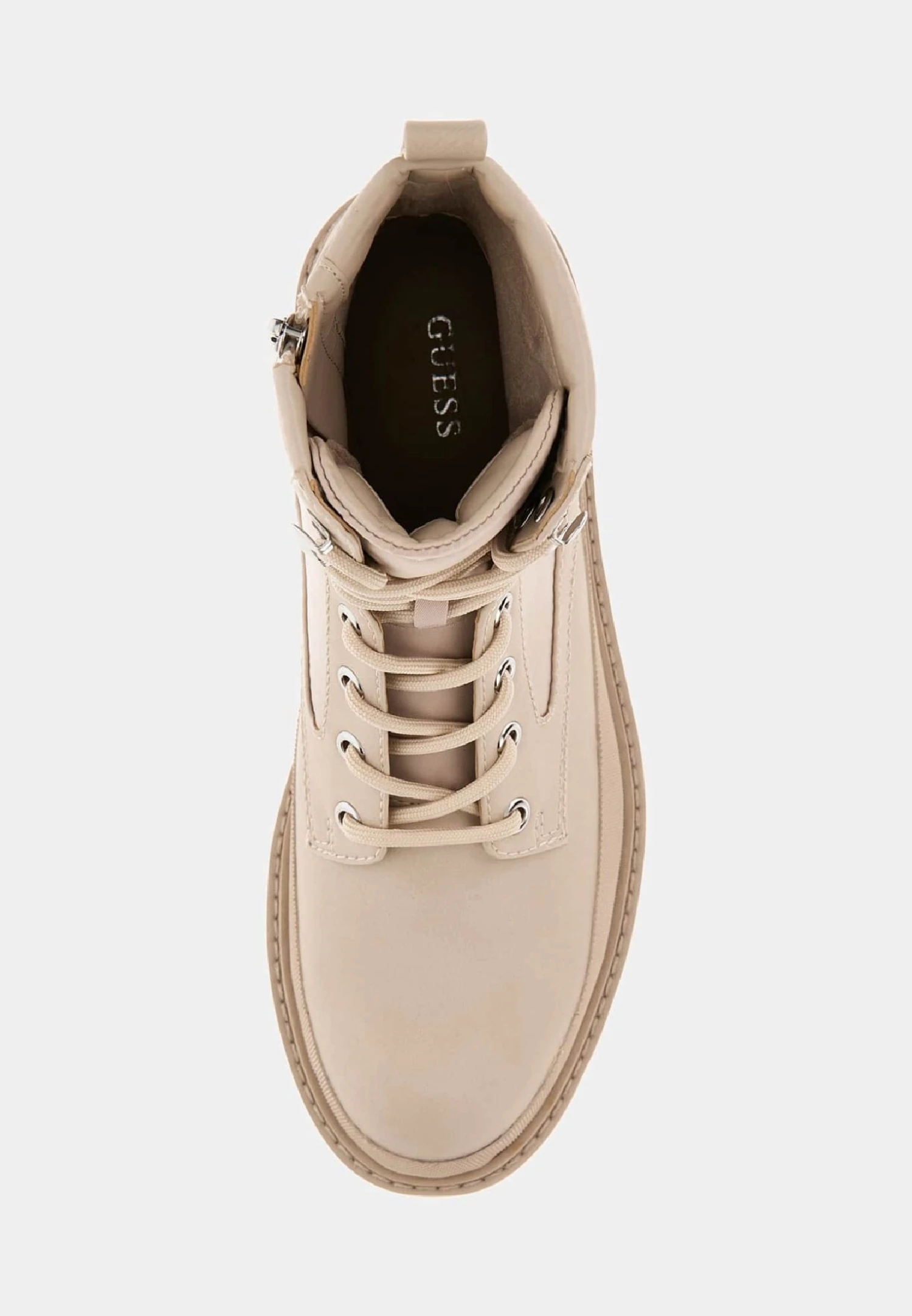 Guess BadaLogo-Dreieck - Enkellaarsjes Met Plateauzool - Creme - Afbeelding 3