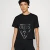 Guess Adele Crop- T-Shirt Print - Jet Black