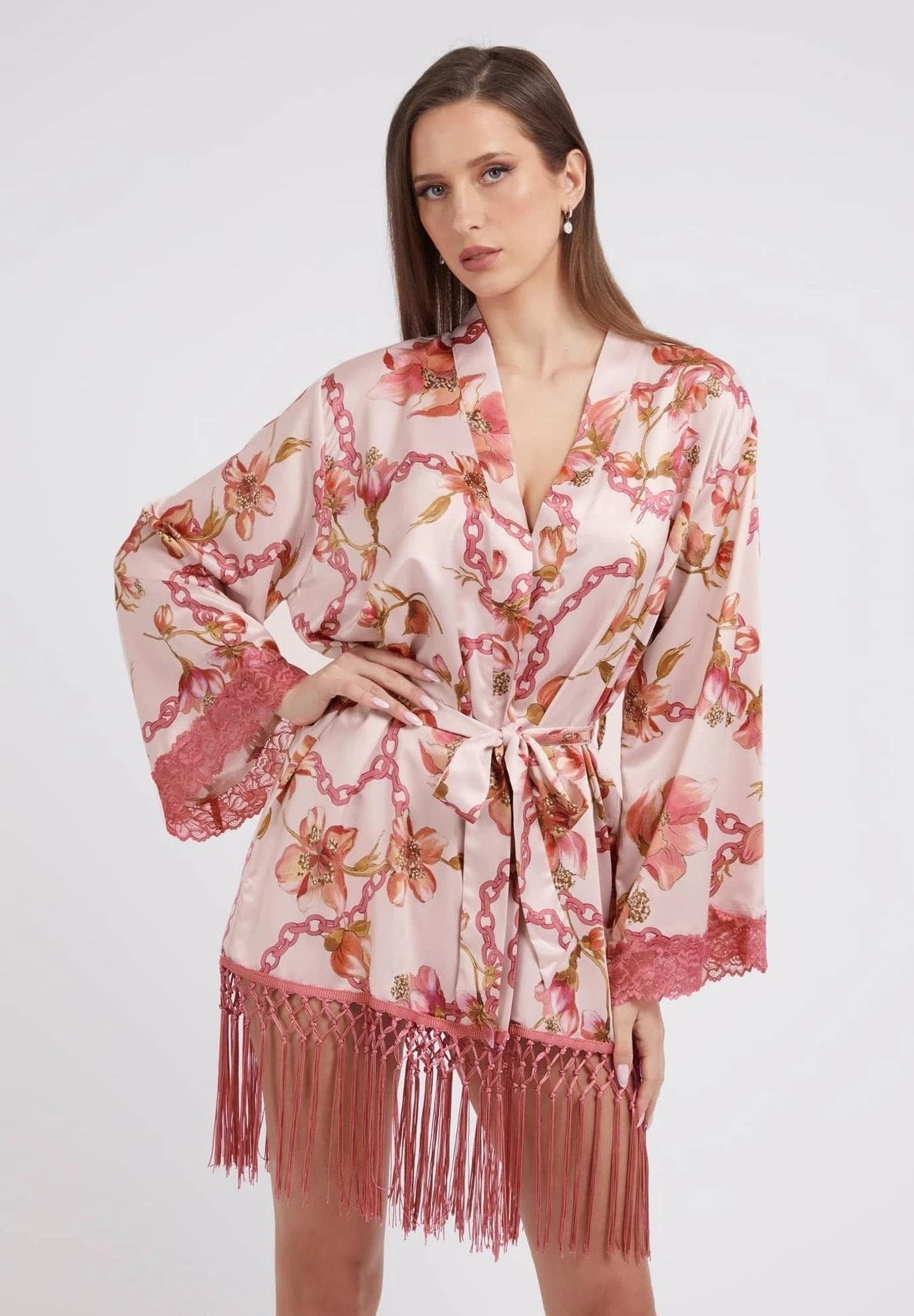 Guess Kimono Mit Blumenprint - Badjas - Blumenmuster Pink