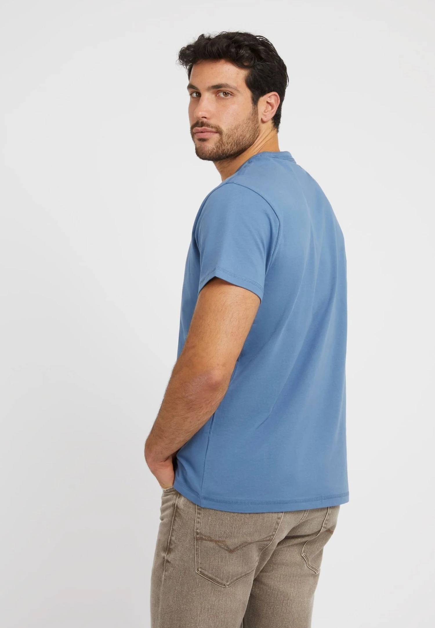 Guess Ss Cn Shaded Logo Tee - T-Shirt Print - Himmelblau - Afbeelding 3