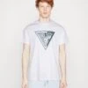 Guess Ss Cn Shaded Triangle - T-Shirt Print - Pure White