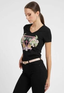 Guess Mit Logoprint Vorne - T-Shirt Print - Schwarz