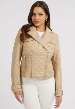 Guess Gesteppte - Imitatieleren Jas - Beige