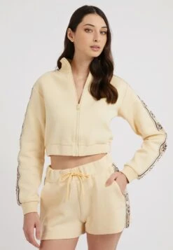 Guess Mit Seitlichem Logo - Sweater Met Rits - Gelb