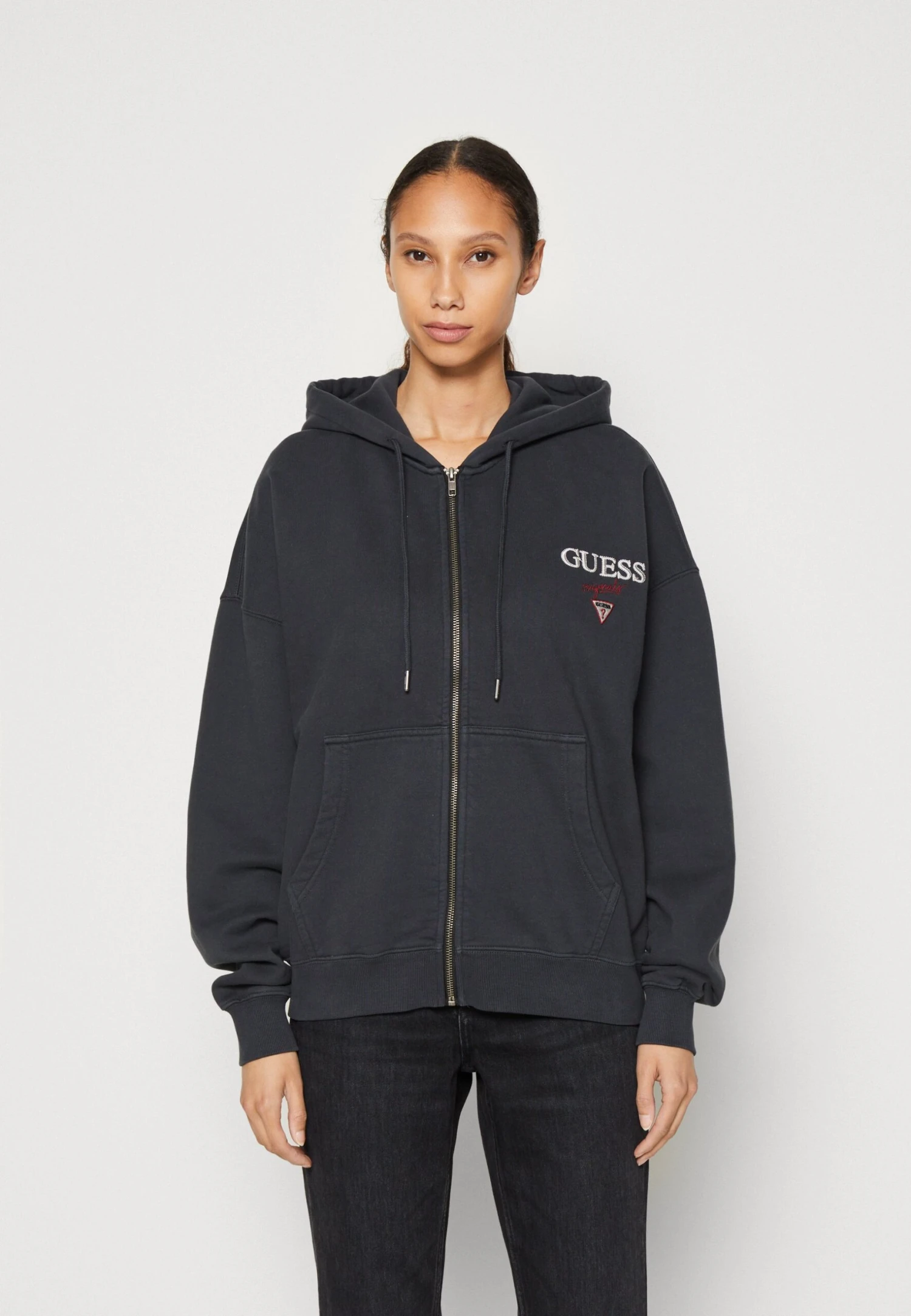 Go Washed Zip Up Hoodi - Sweater Met Rits - Jet Black/Multi