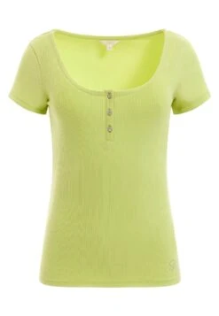 Guess Es Ss Karlee Jewel Btn Henley - T-Shirt Basic - Vert