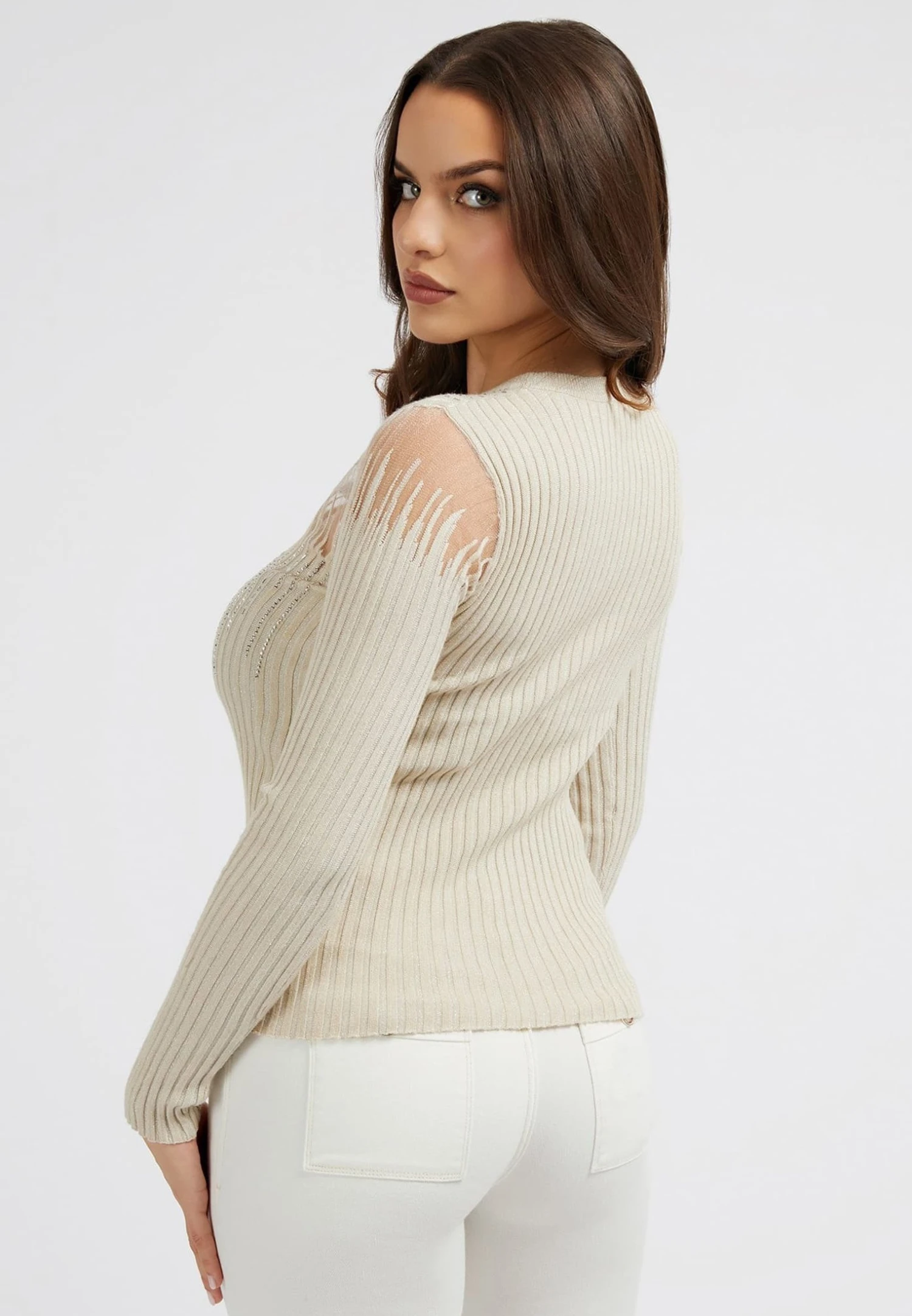 Guess Strass-Details - Trui - Mehrfarbig Braun - Afbeelding 3