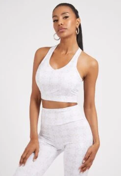 Guess New Caitlin Logomania Active - Sport-Bh Met Medium Support - Weiß