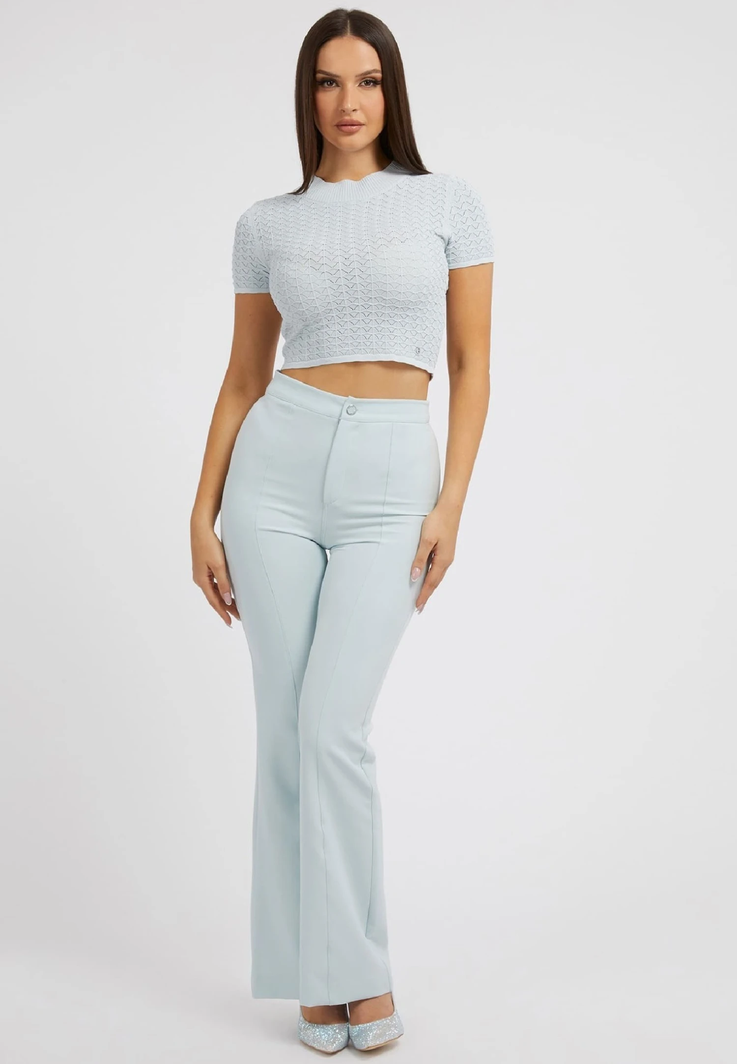 Guess Mit Lochmuster - T-Shirt Basic - Himmelblau - Afbeelding 2