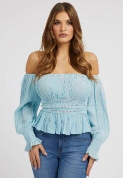 Guess Schulterfreies- Blouse - Himmelblau