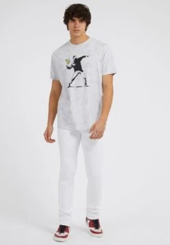 Guess Ss Bsc Flower Stencil- T-Shirt Print - Lila