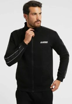 Guess Mit Seitlichem Logo - Sweater Met Rits - Schwarz