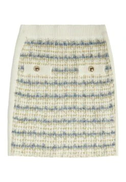 Guess In Tweed-Optik - A-Lijn Rok - Mehrfarbig Grundton Blau