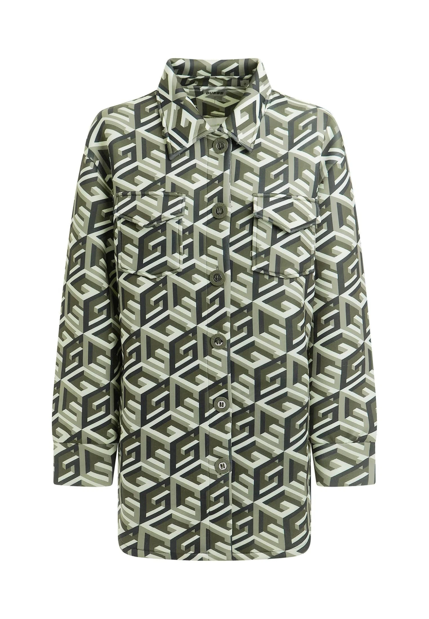 Guess AlloverCube Logo - Halflange Jas - Grün - Afbeelding 4