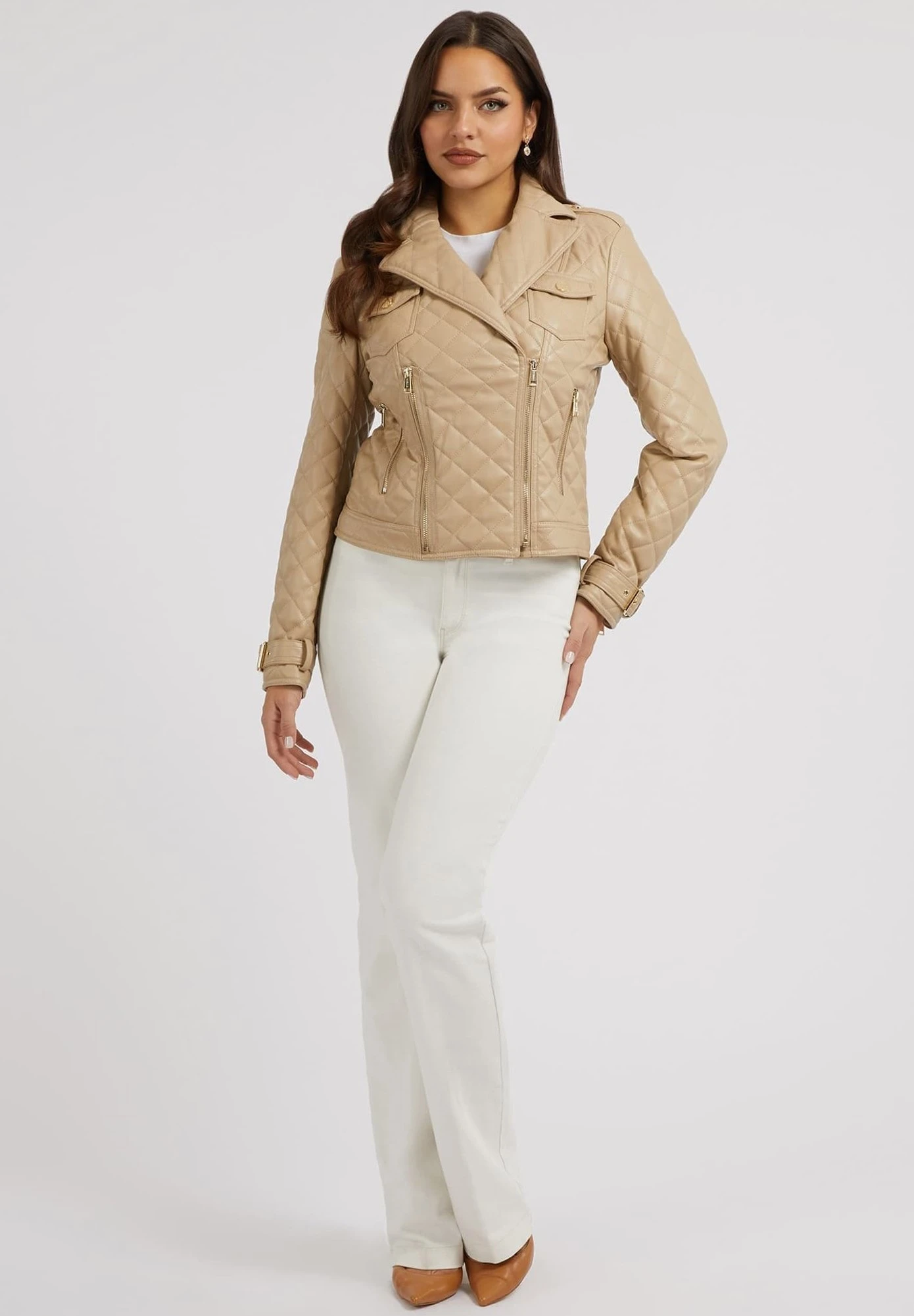 Guess Gesteppte - Imitatieleren Jas - Beige - Afbeelding 2