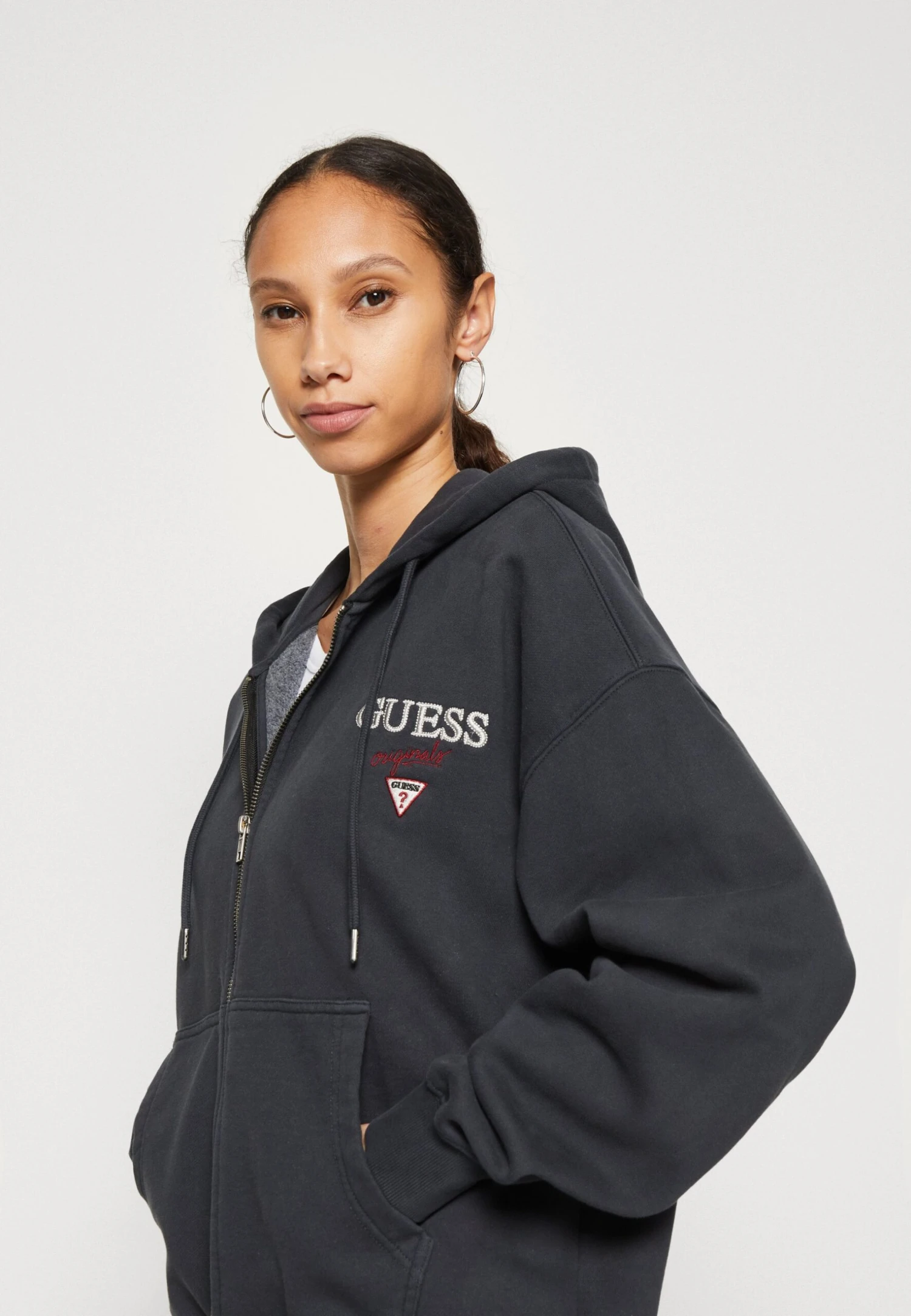 Go Washed Zip Up Hoodi - Sweater Met Rits - Jet Black/Multi - Afbeelding 4