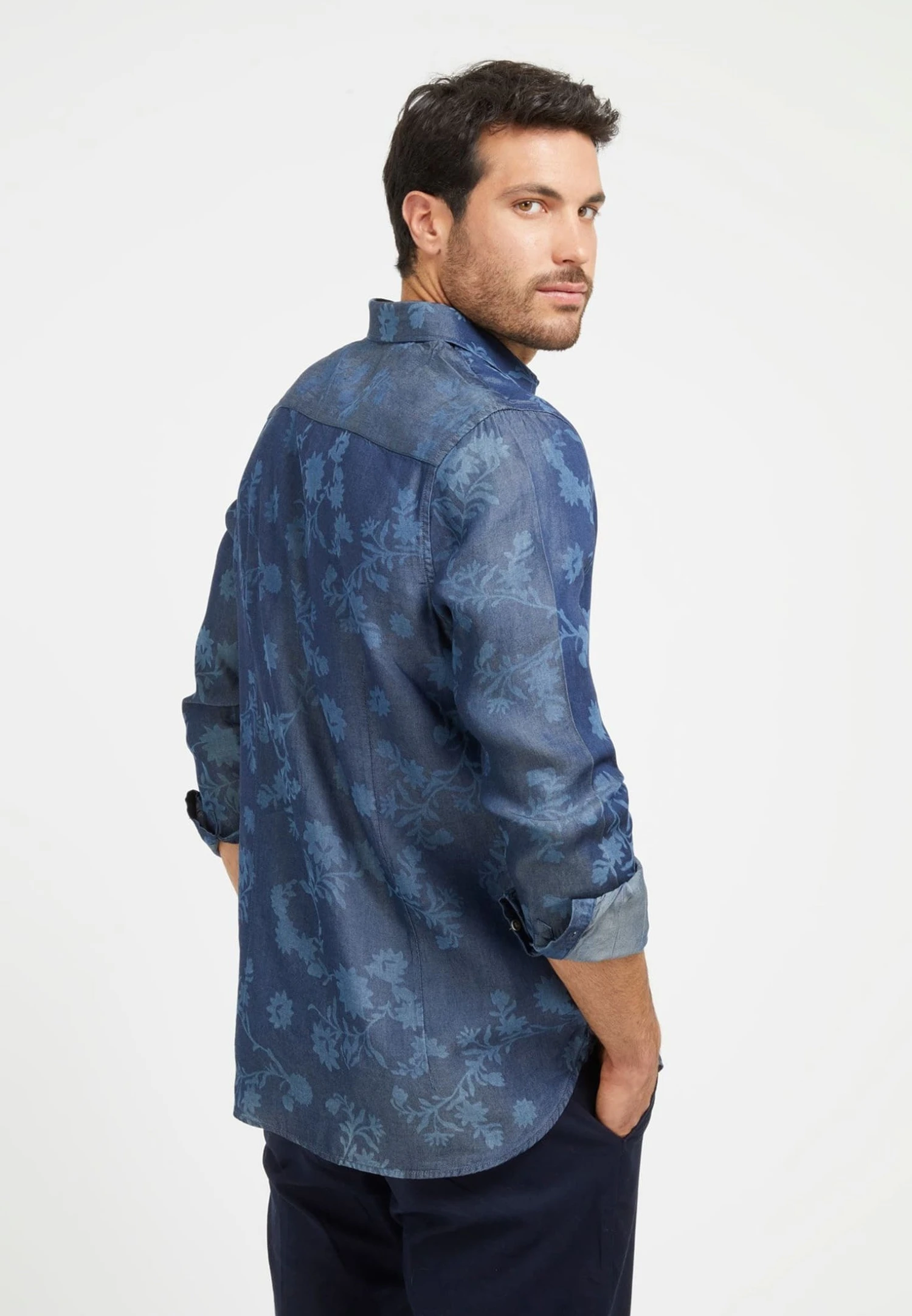 Guess Blumen - Overhemd - Mehrfarbig Grundton Blau - Afbeelding 3