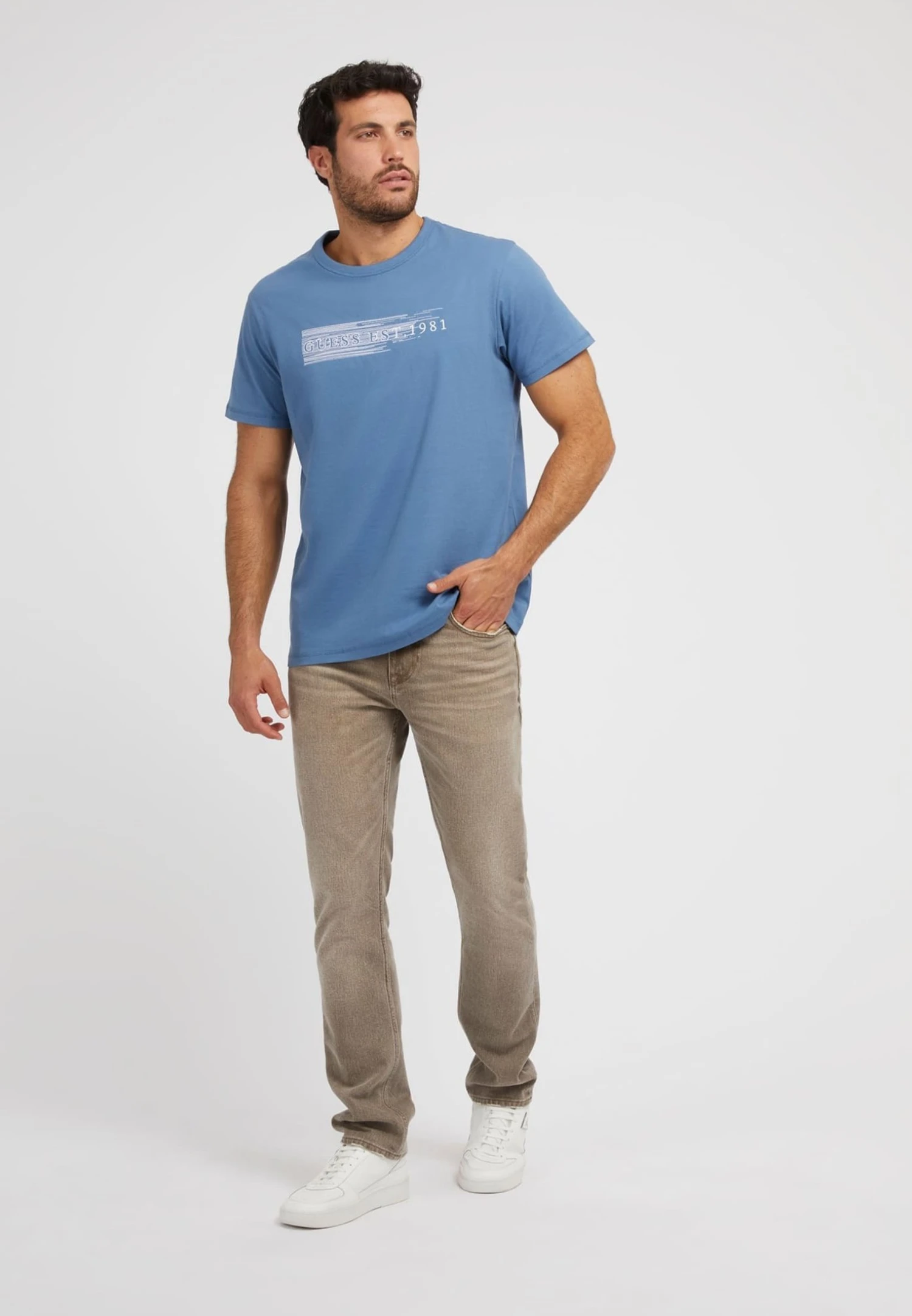 Guess Ss Cn Shaded Logo Tee - T-Shirt Print - Himmelblau - Afbeelding 2