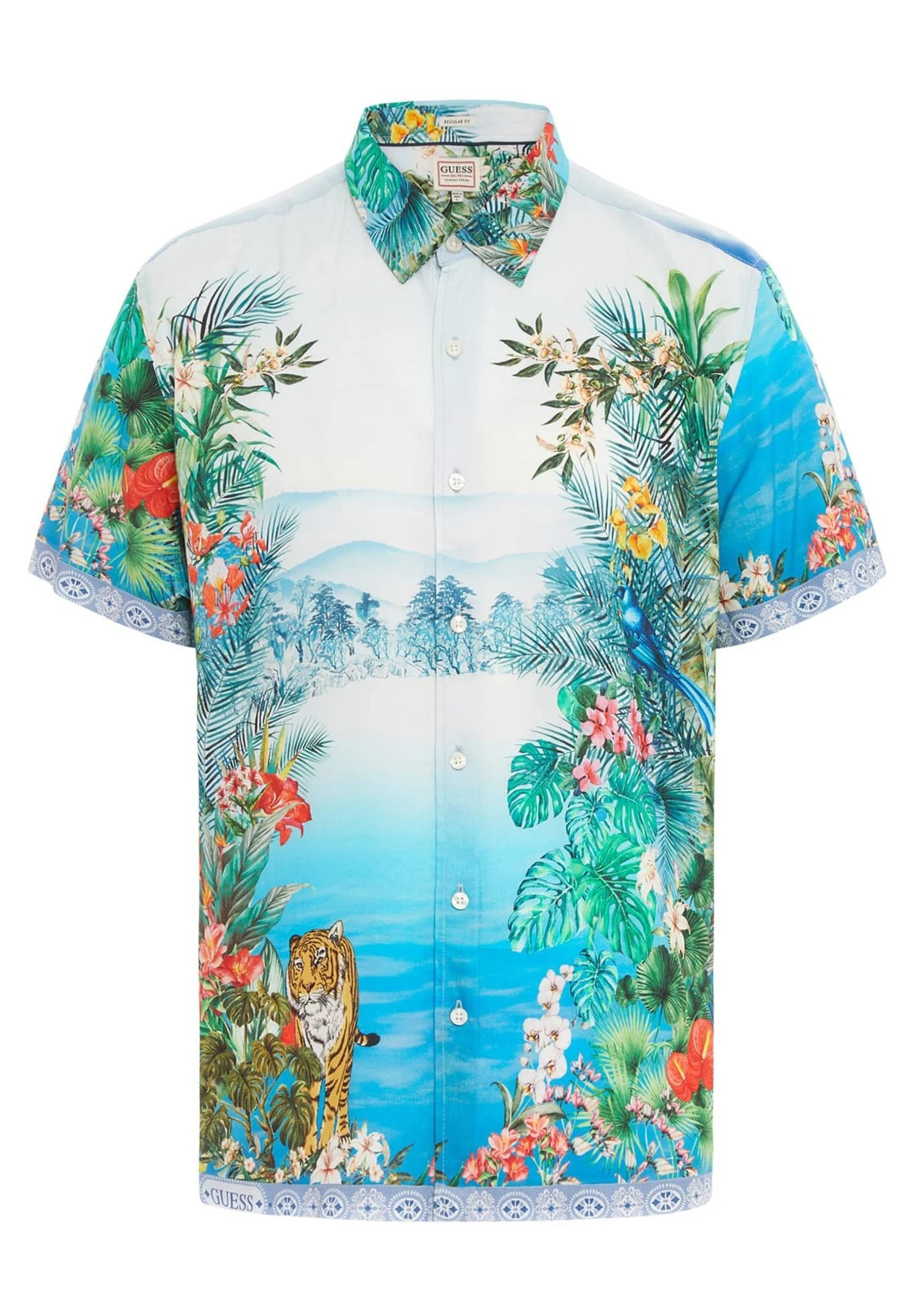 Guess Bedrucktes - Overhemd - Mehrfarbig Grundton Blau - Afbeelding 4