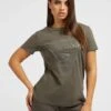 Guess Adele Ss Cn- T-Shirt Print - Braun