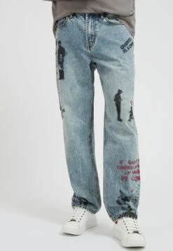 Guess Carpenter Mit Allover-Print - Straight Leg Jeans - Himmelblau