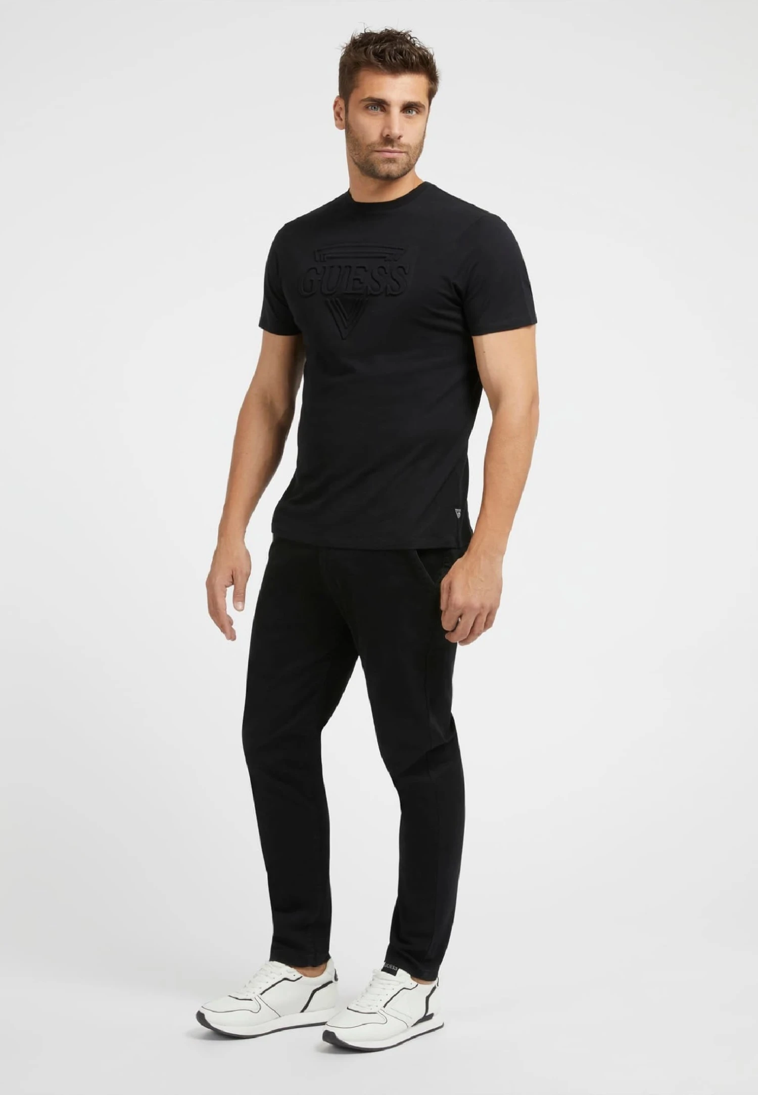 Guess Embossed Tee - T-Shirt Print - Schwarz - Afbeelding 2