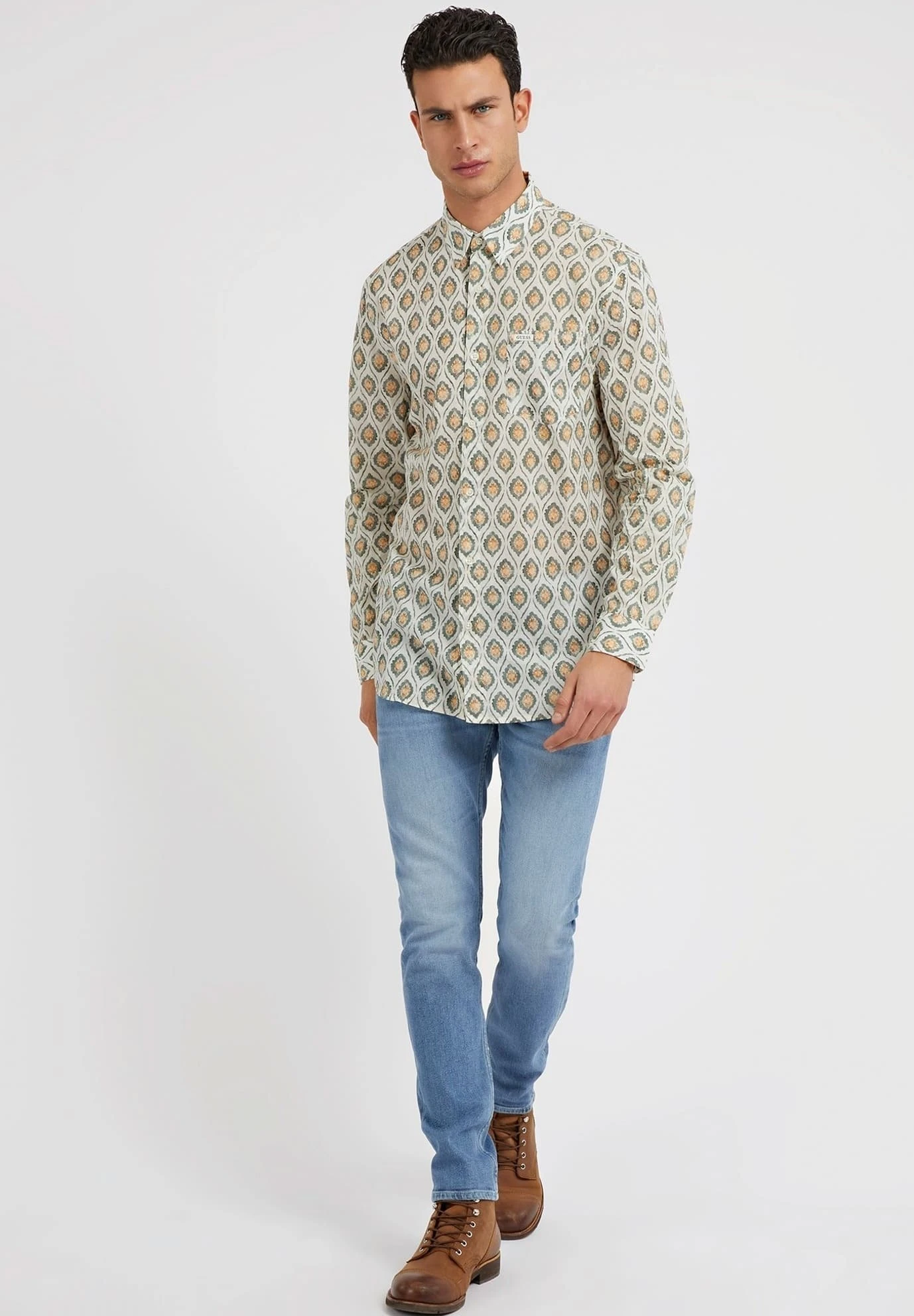 Guess Mit Allover Print - Overhemd - Mehrfarbig Grün - Afbeelding 2