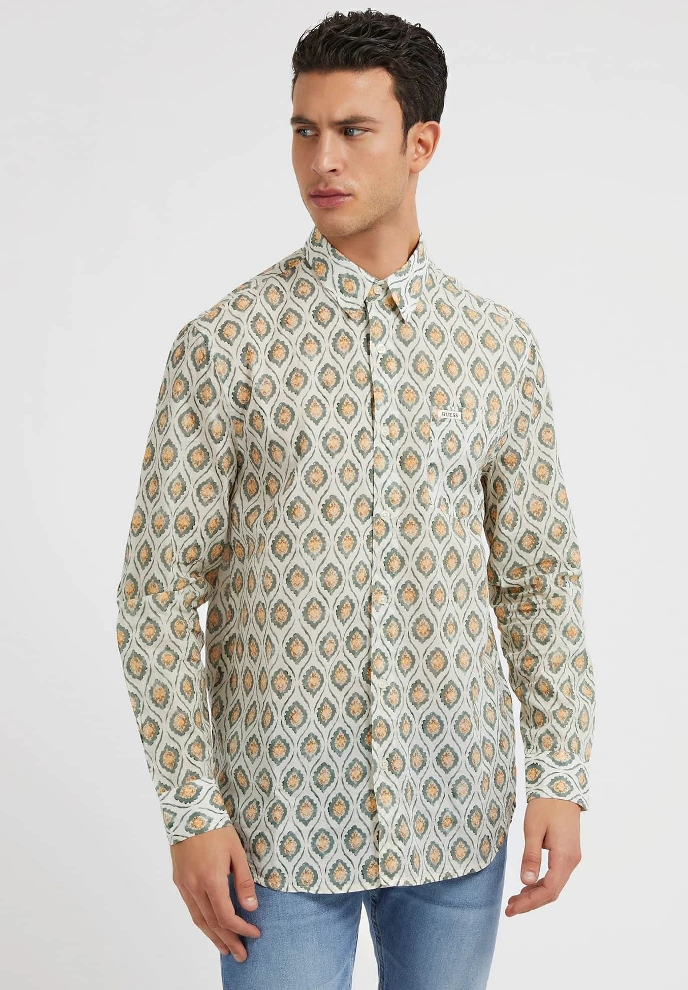 Guess Mit Allover Print - Overhemd - Mehrfarbig Grün