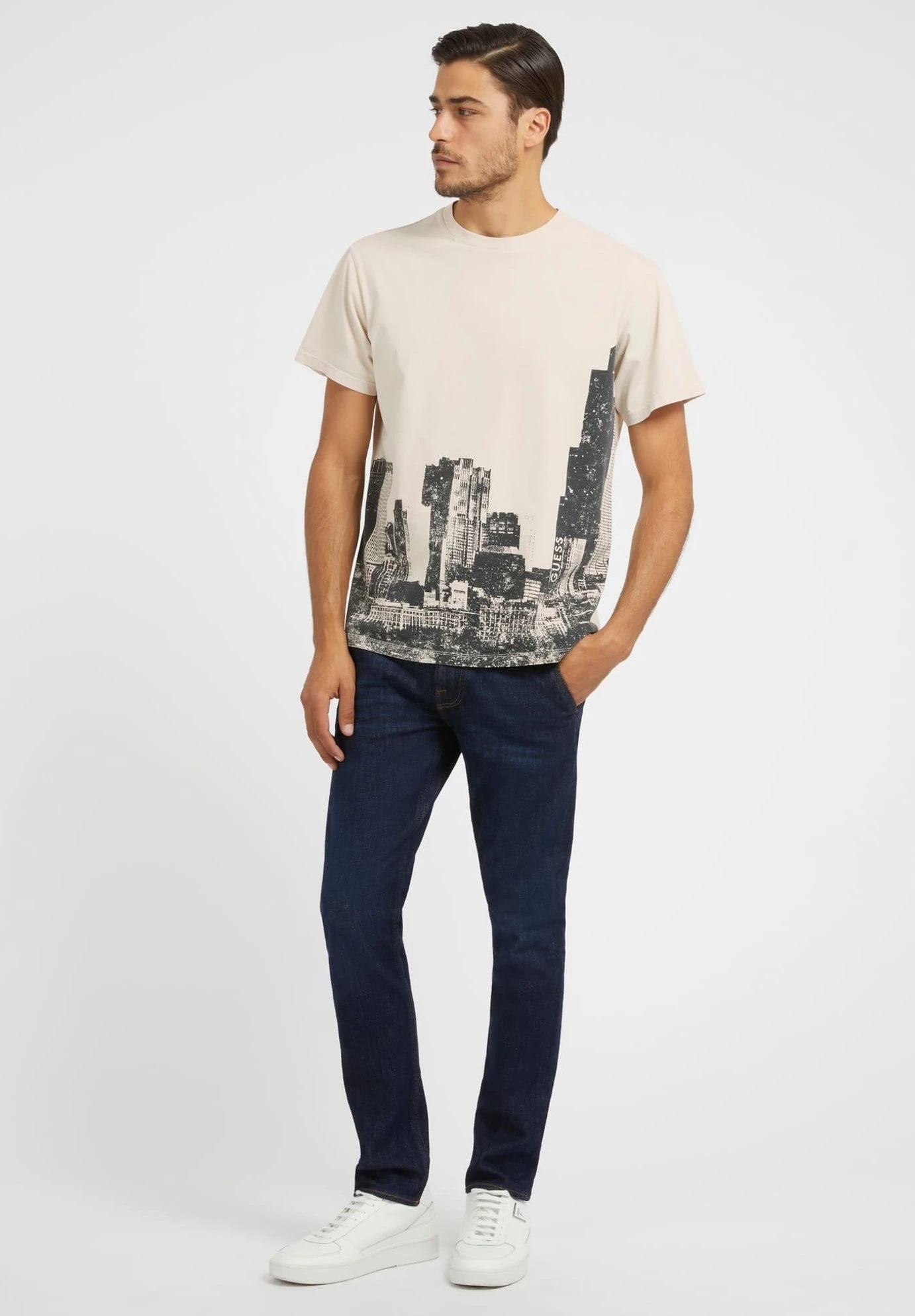 Guess Skyline - T-Shirt Print - Weiß - Afbeelding 2
