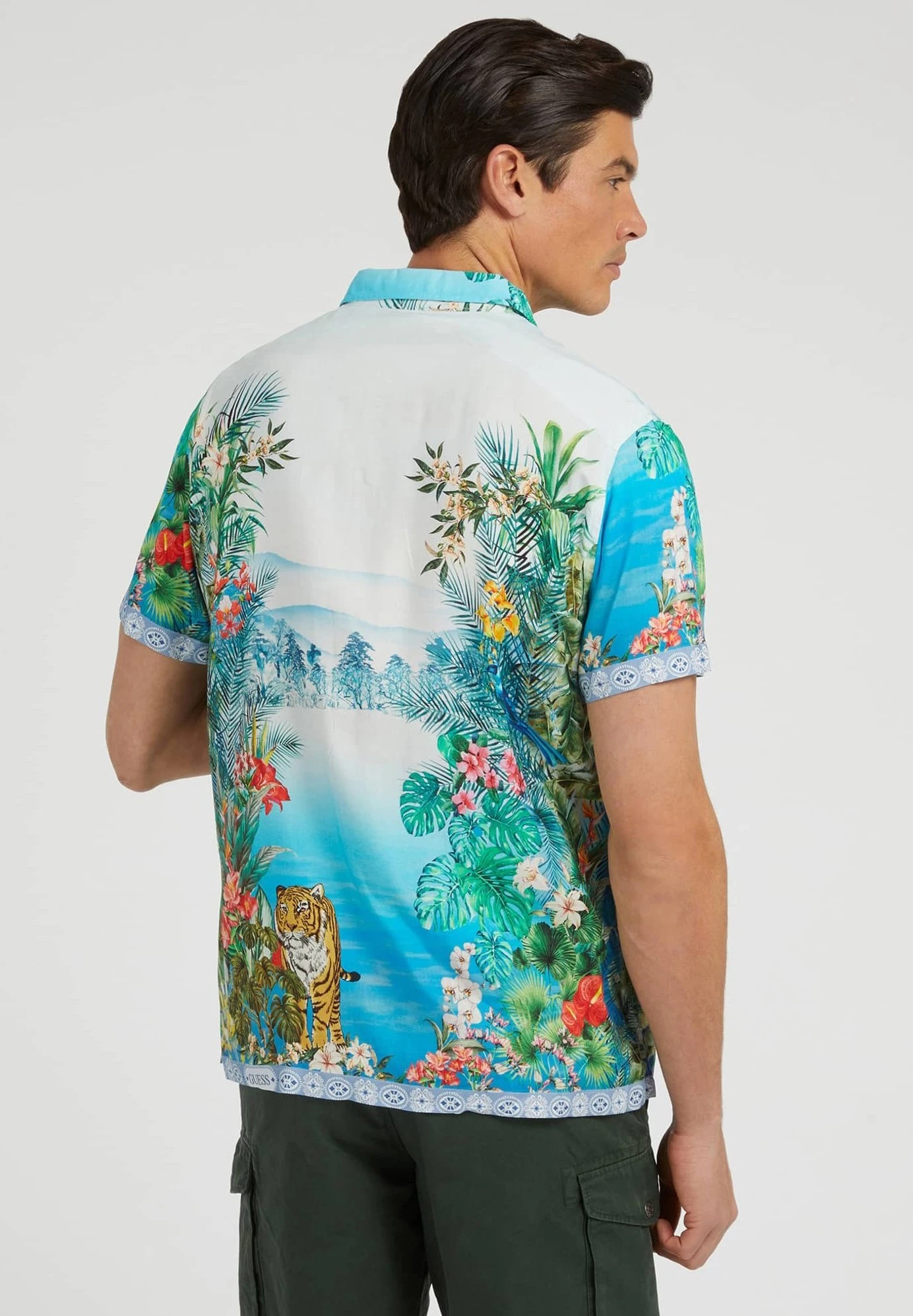 Guess Bedrucktes - Overhemd - Mehrfarbig Grundton Blau - Afbeelding 3