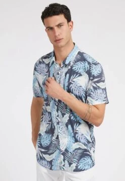 Guess Mit Allover-Print - Overhemd - Mehrfarbig, Grundton Blau