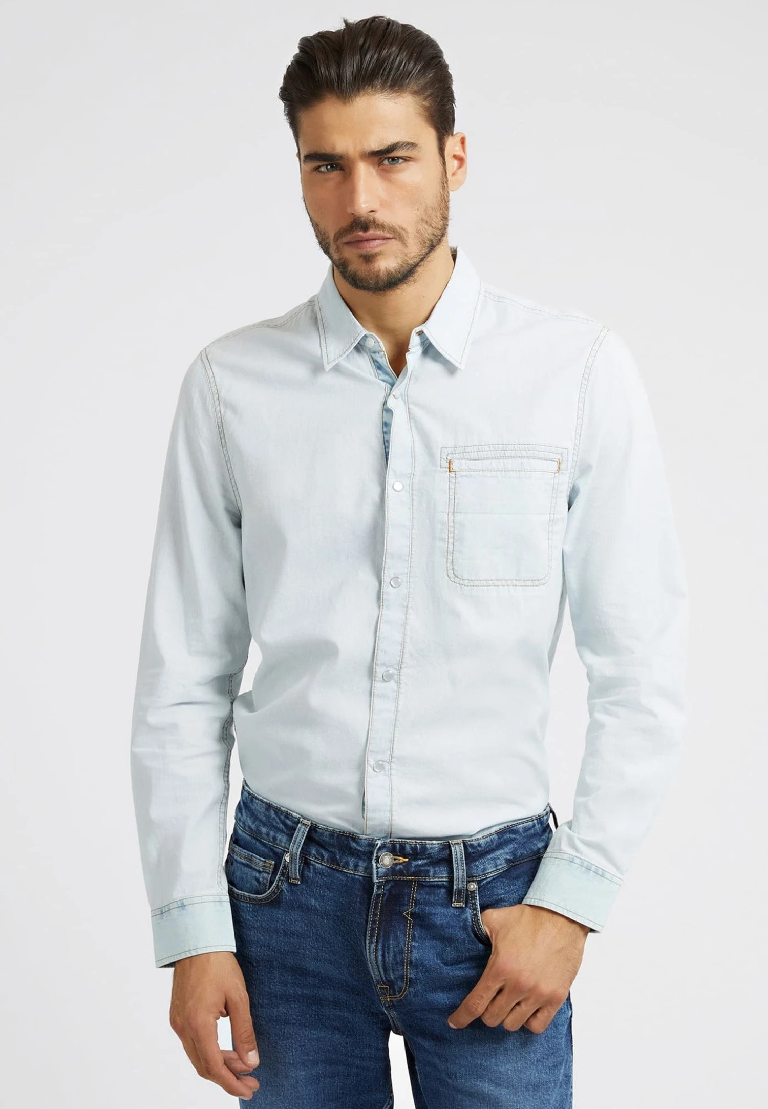 Guess Mit Brusttaschen - Overhemd - Himmelblau