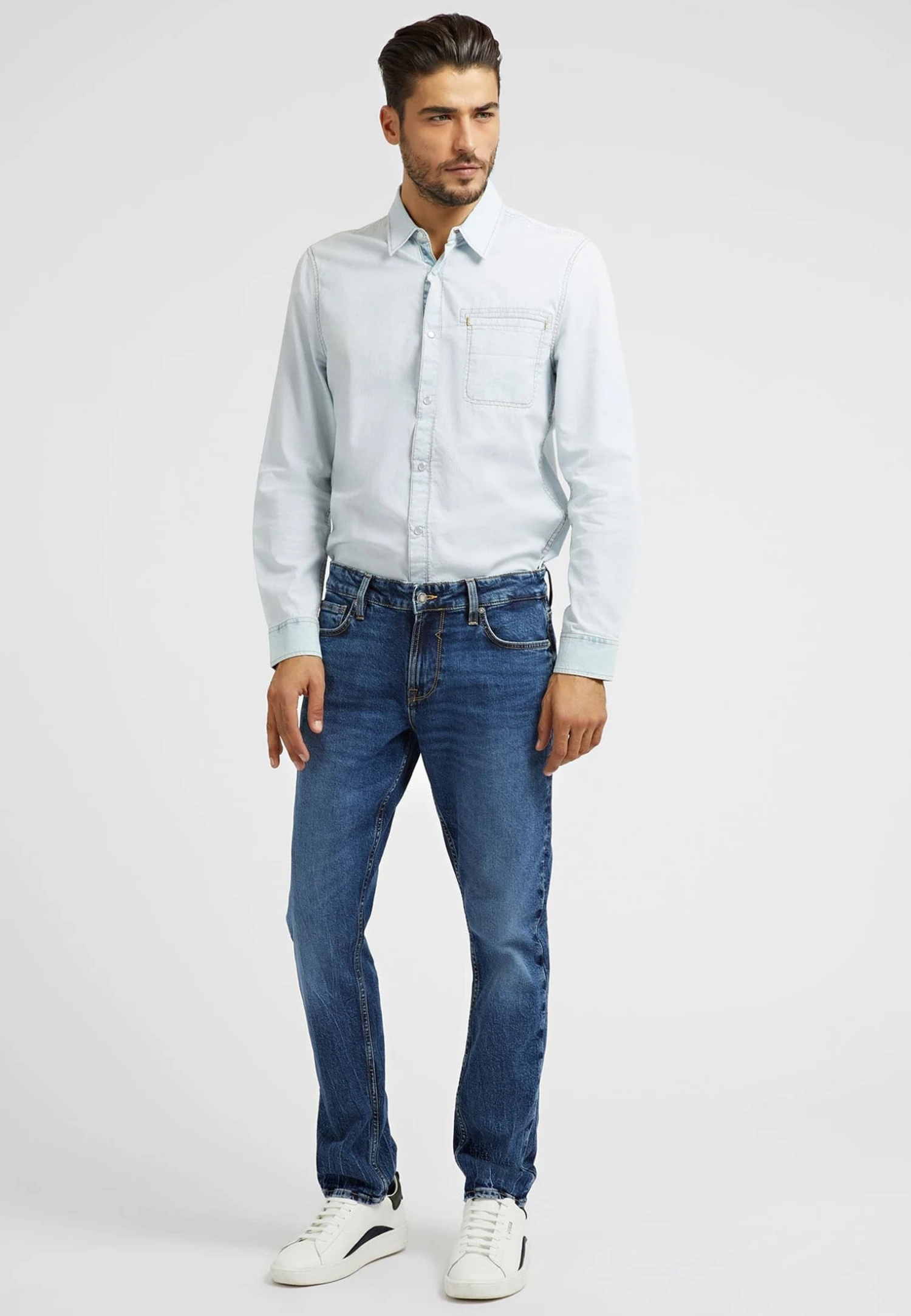 Guess Mit Brusttaschen - Overhemd - Himmelblau - Afbeelding 2