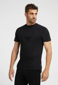 Guess Embossed Tee - T-Shirt Print - Schwarz
