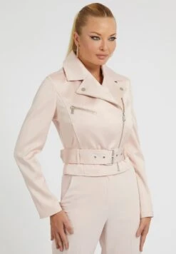Guess Crop Biker Aus - Imitatieleren Jas - Puderrosa