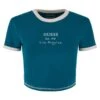 Guess Cropped Mit Frontlogo - T-Shirt Print - Grünblau
