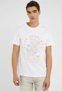 Guess Stickerei Auf Der Vorderseite - T-Shirt Print - Weiß